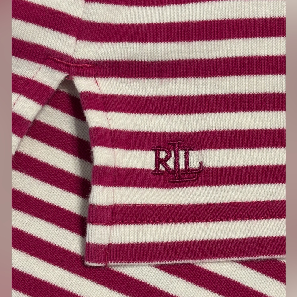 Lauren Ralph Lauren Mulberry Pink and White Striped Top Size Large 1/2 Sleeve - Picture 9 of 9
